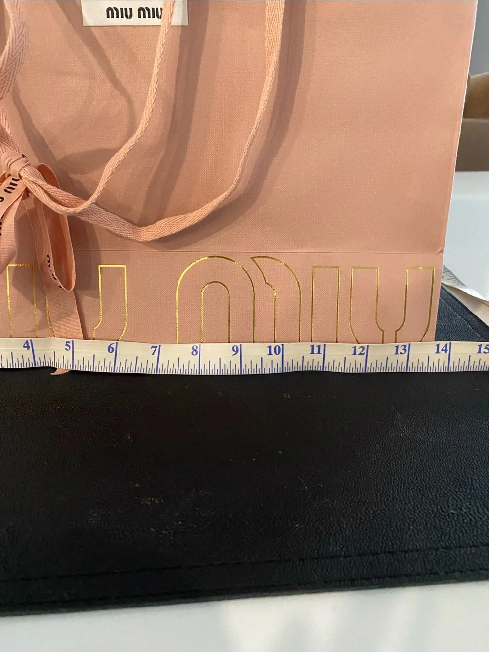 Miu Miu Blush Pink paper bag with Ribbon Accent